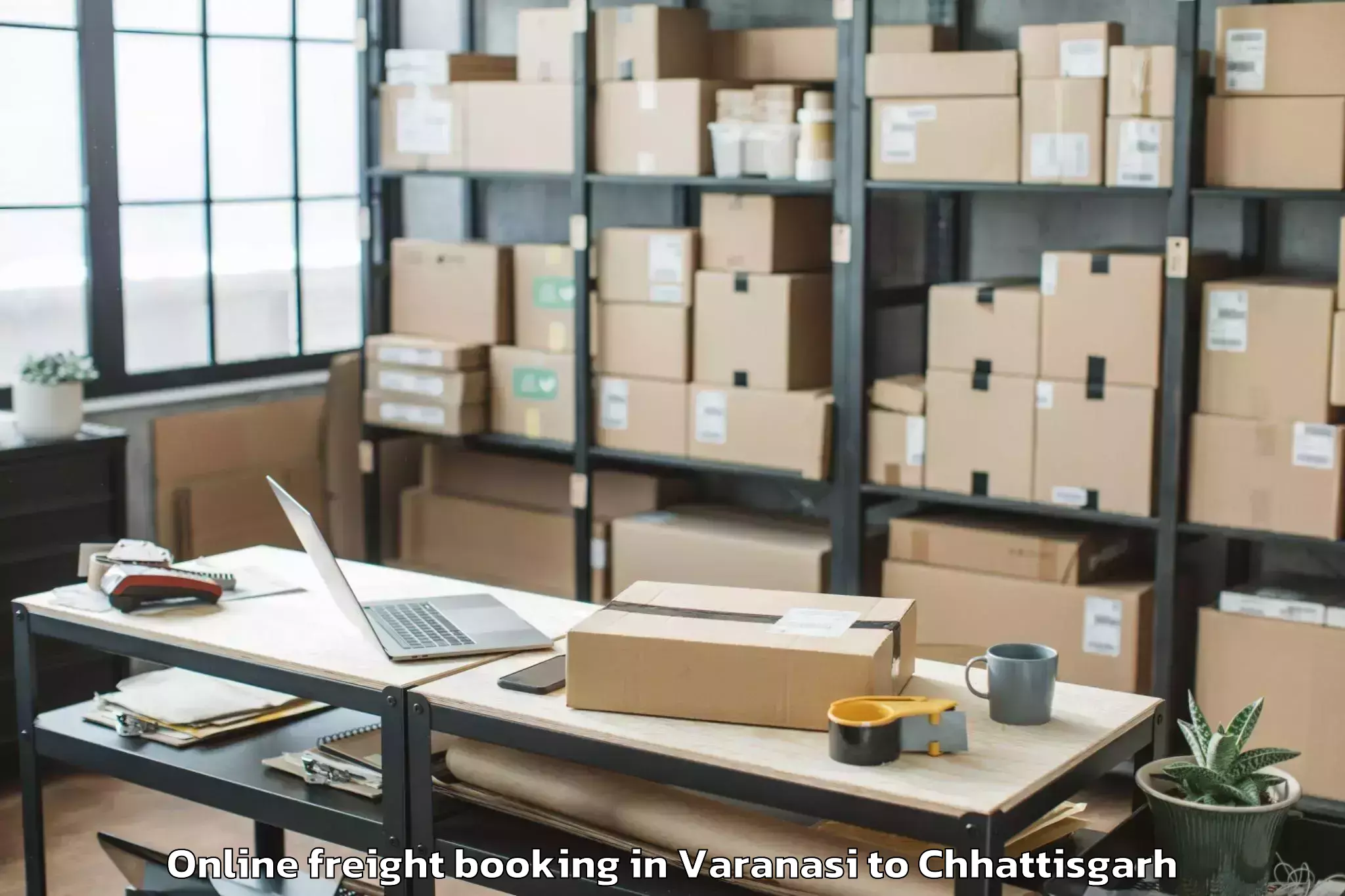 Easy Varanasi to Gunderdehi Online Freight Booking Booking